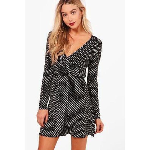 ruffle wrap skater dress